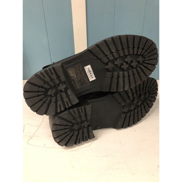 Torrid Black Faux Leather Fur Trim Lug Sole Moto Bootie (WW) 10.5 Wide Width - Picture 3 of 8